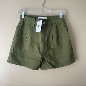 Elodie Olive Green Cotton Shorts